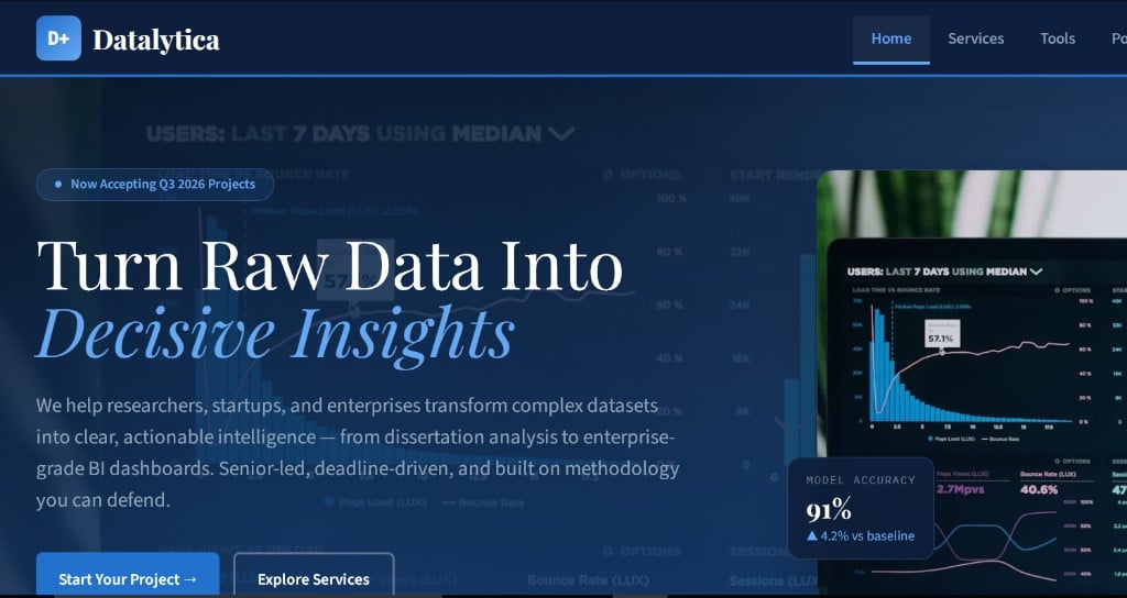 Datalytech desktop website