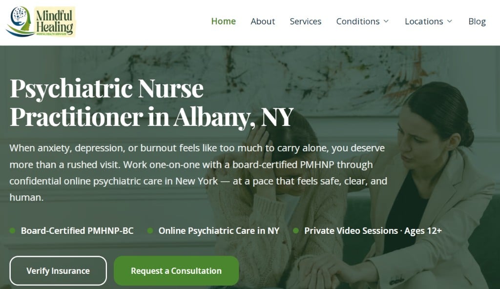 Mindful Healing Mental Health Services desktop website